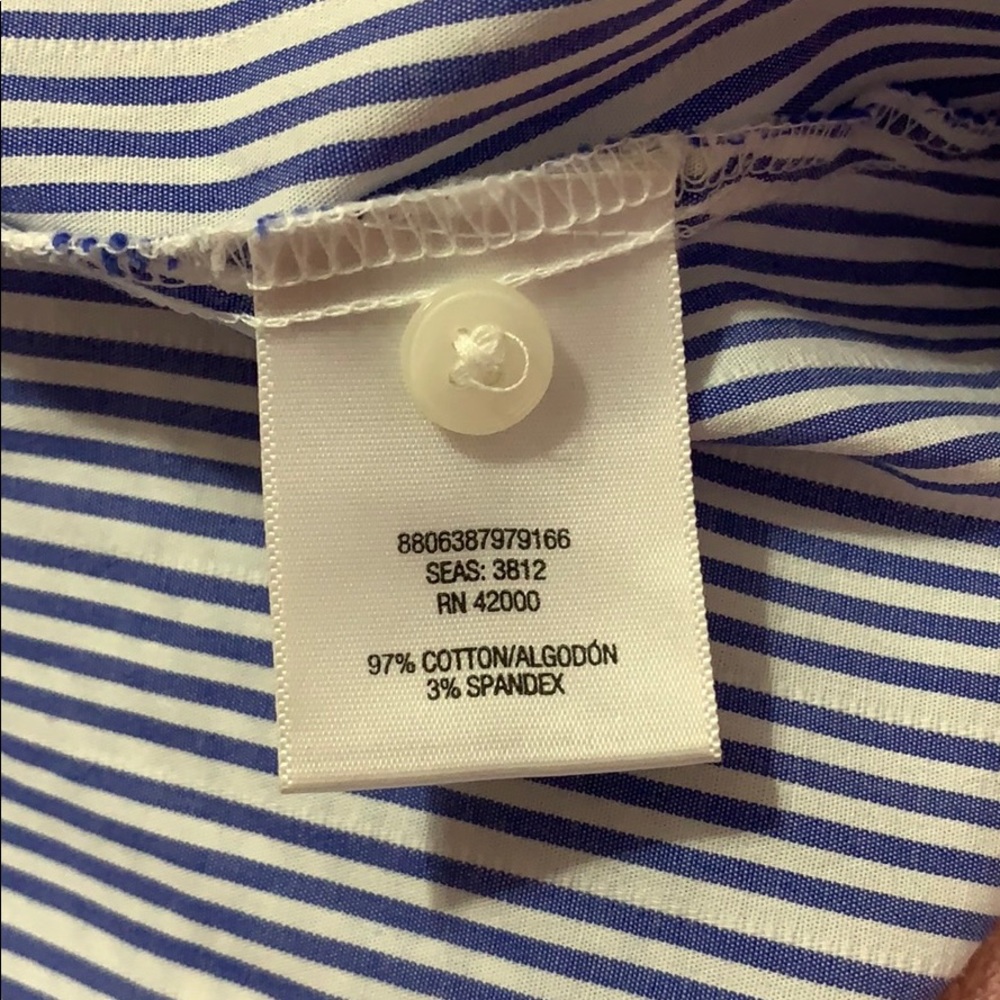 attention blue pinstripe button down blouse - Picture 8 of 9